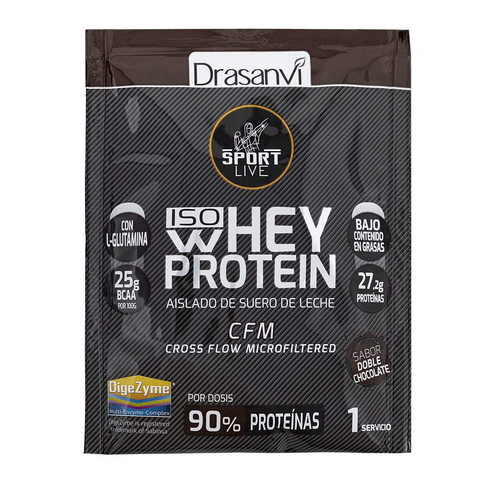 Monodosis Whey Protein Aislado Sabor Doble Chocolate 30 g Sport Live Drasanvi